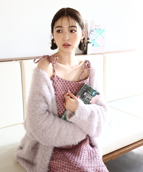 one after another NICE CLAUP（ワンアフターアナザーナイスクラップ）の「【新色追加】肩リボンマーメイドキャミワンピース（ワンピース・レディース・ピンク/ベージュ/アイボリー・FREE）」の7枚目の写真