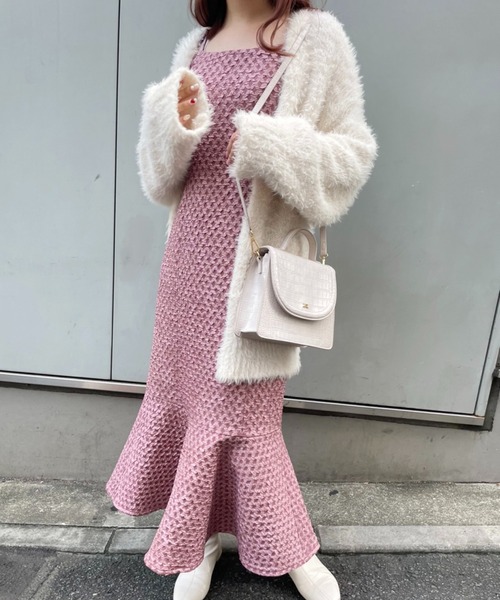 one after another NICE CLAUP（ワンアフターアナザーナイスクラップ）の「【新色追加】肩リボンマーメイドキャミワンピース（ワンピース・レディース・ピンク/ベージュ/アイボリー・FREE）」の11枚目の写真