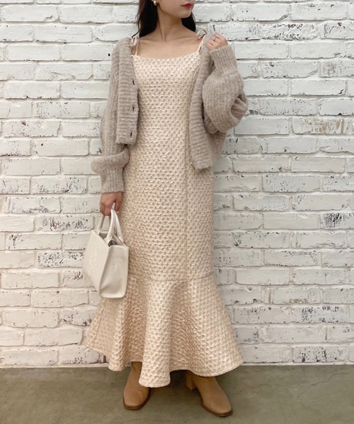 one after another NICE CLAUP（ワンアフターアナザーナイスクラップ）の「【新色追加】肩リボンマーメイドキャミワンピース（ワンピース・レディース・ピンク/ベージュ/アイボリー・FREE）」の20枚目の写真