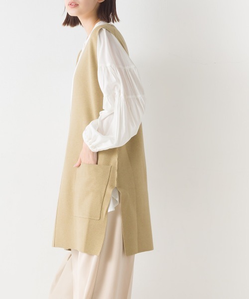 OMNES（オムネス）の「アクリルナイロンウールVネックロングニットベスト（ベスト・レディース・ブラック/グレー/ブラウン/ベージュ・FREE）」の12枚目の写真