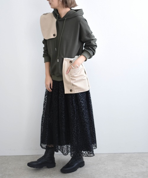Eimee Law（エイミーロウ）の「ミリタリーパッチワークフーディープル