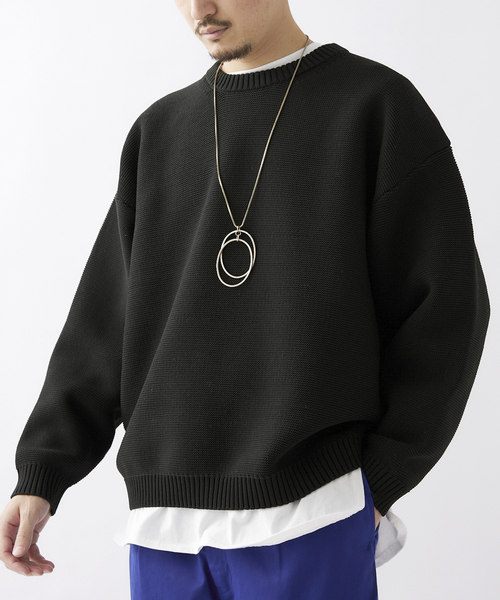 JOURNAL STANDARD relume（ジャーナルスタンダード　レリューム）の「【ニット+カットソーの2点SET】リサイクルポリエステル ガーターニット（ニット/セーター・メンズ・カーキ/ピンク系その他/グレー/ブラック系その他/ライトイエロー/レッド/ベージュ系その他/パープル・LARGE/MEDIUM）」の2枚目の写真