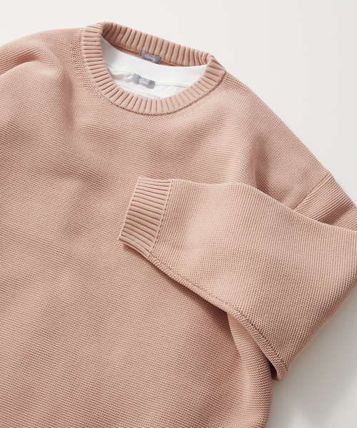 JOURNAL STANDARD relume（ジャーナルスタンダード　レリューム）の「【ニット+カットソーの2点SET】リサイクルポリエステル ガーターニット（ニット/セーター・メンズ・カーキ/ピンク系その他/グレー/ブラック系その他/ライトイエロー/レッド/ベージュ系その他/パープル・LARGE/MEDIUM）」の7枚目の写真