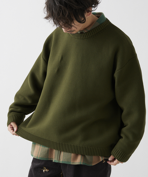 JOURNAL STANDARD relume（ジャーナルスタンダード　レリューム）の「【ニット+カットソーの2点SET】リサイクルポリエステル ガーターニット（ニット/セーター・メンズ・カーキ/ピンク系その他/グレー/ブラック系その他/ライトイエロー/レッド/ベージュ系その他/パープル・LARGE/MEDIUM）」の4枚目の写真