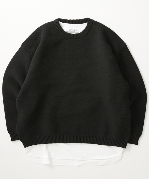 JOURNAL STANDARD relume（ジャーナルスタンダード　レリューム）の「【ニット+カットソーの2点SET】リサイクルポリエステル ガーターニット（ニット/セーター・メンズ・カーキ/ピンク系その他/グレー/ブラック系その他/ライトイエロー/レッド/ベージュ系その他/パープル・LARGE/MEDIUM）」の9枚目の写真