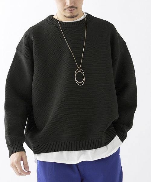 JOURNAL STANDARD relume（ジャーナルスタンダード　レリューム）の「【ニット+カットソーの2点SET】リサイクルポリエステル ガーターニット（ニット/セーター・メンズ・カーキ/ピンク系その他/グレー/ブラック系その他/ライトイエロー/レッド/ベージュ系その他/パープル・LARGE/MEDIUM）」の11枚目の写真