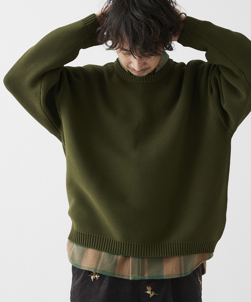 JOURNAL STANDARD relume（ジャーナルスタンダード　レリューム）の「【ニット+カットソーの2点SET】リサイクルポリエステル ガーターニット（ニット/セーター・メンズ・カーキ/ピンク系その他/グレー/ブラック系その他/ライトイエロー/レッド/ベージュ系その他/パープル・LARGE/MEDIUM）」の16枚目の写真