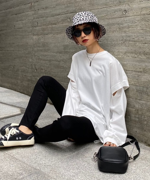 PAGEBOY（ページボーイ）の「WEB限定アイテム / 2WAYレイヤードロンT（Tシャツ/カットソー・レディース・チャコールグレー/オフホワイト/ブラック/ブルー系その他/ラベンダー・FREE）」の19枚目の写真