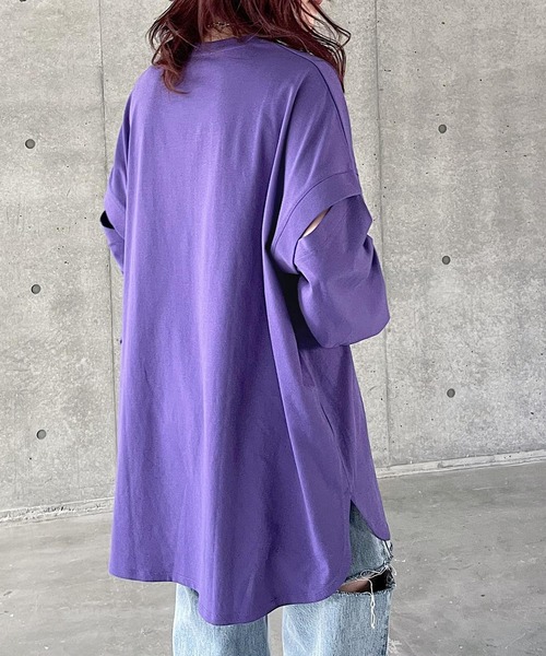 PAGEBOY（ページボーイ）の「WEB限定アイテム / 2WAYレイヤードロンT（Tシャツ/カットソー・レディース・チャコールグレー/オフホワイト/ブラック/ブルー系その他/ラベンダー・FREE）」の14枚目の写真