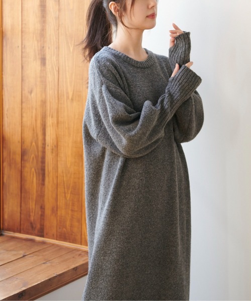 FREE'S MART（フリーズマート）の「◆指穴リブニットワンピース（ワンピース・レディース・ベージュ/グレー/カーキ・SMALL/MEDIUM）」の5枚目の写真