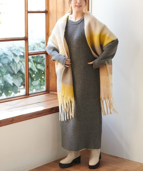 FREE'S MART（フリーズマート）の「◆指穴リブニットワンピース（ワンピース・レディース・ベージュ/グレー/カーキ・SMALL/MEDIUM）」の7枚目の写真