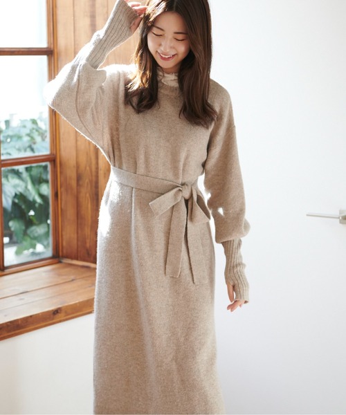 FREE'S MART（フリーズマート）の「◆指穴リブニットワンピース（ワンピース・レディース・ベージュ/グレー/カーキ・SMALL/MEDIUM）」の11枚目の写真