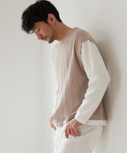 ikka(イッカ)の「ランダムジャガードフェイクベストロンT(Tシャツ/カットソー・メンズ・ブルー/グリーン/ベージュ/ネイビー・S/M/L/XL)」の5枚目の写真