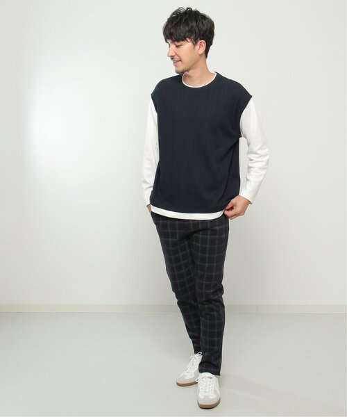 ikka(イッカ)の「ランダムジャガードフェイクベストロンT(Tシャツ/カットソー・メンズ・ブルー/グリーン/ベージュ/ネイビー・S/M/L/XL)」の17枚目の写真
