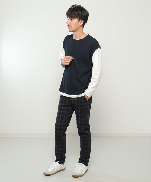 ikka(イッカ)の「ランダムジャガードフェイクベストロンT(Tシャツ/カットソー・メンズ・ブルー/グリーン/ベージュ/ネイビー・S/M/L/XL)」の18枚目の写真