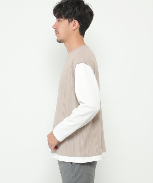 ikka(イッカ)の「ランダムジャガードフェイクベストロンT(Tシャツ/カットソー・メンズ・ブルー/グリーン/ベージュ/ネイビー・S/M/L/XL)」の19枚目の写真