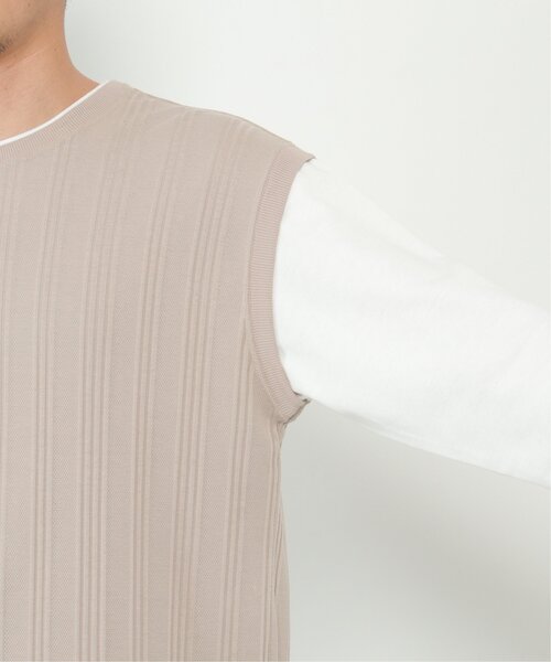 ikka(イッカ)の「ランダムジャガードフェイクベストロンT(Tシャツ/カットソー・メンズ・ブルー/グリーン/ベージュ/ネイビー・S/M/L/XL)」の22枚目の写真