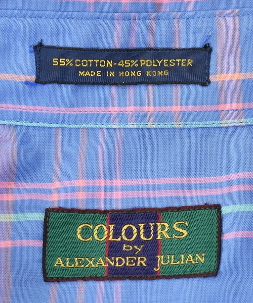 VINTAGE（ヴィンテージ）の「【ヴィンテージ古着】80's COLOURS by ALEXANDER JULIAN カラーズ チェック柄 ボタンダウンシャツ（シャツ/ブラウス・メンズ・ブルー・LARGE）」の4枚目の写真