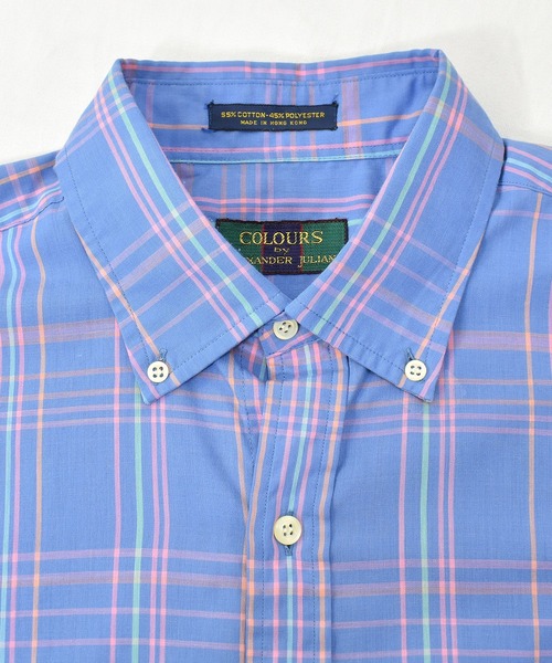 VINTAGE（ヴィンテージ）の「【ヴィンテージ古着】80's COLOURS by ALEXANDER JULIAN カラーズ チェック柄 ボタンダウンシャツ（シャツ/ブラウス・メンズ・ブルー・LARGE）」の3枚目の写真