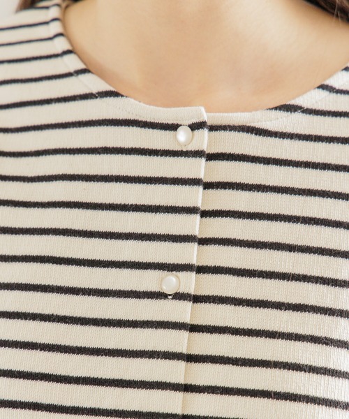 flower(フラワー)の「チアフルボーダートップ(カーディガン/ボレロ・レディース・ピンク/ホワイト・FREE)」の18枚目の写真