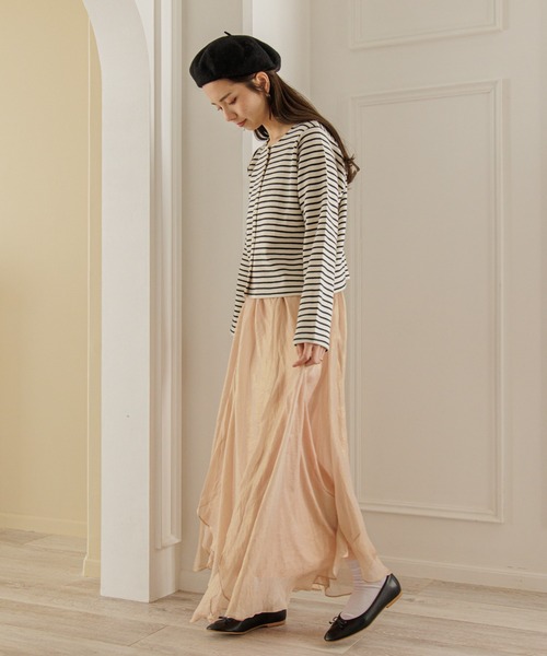 flower(フラワー)の「チアフルボーダートップ(カーディガン/ボレロ・レディース・ピンク/ホワイト・FREE)」の20枚目の写真