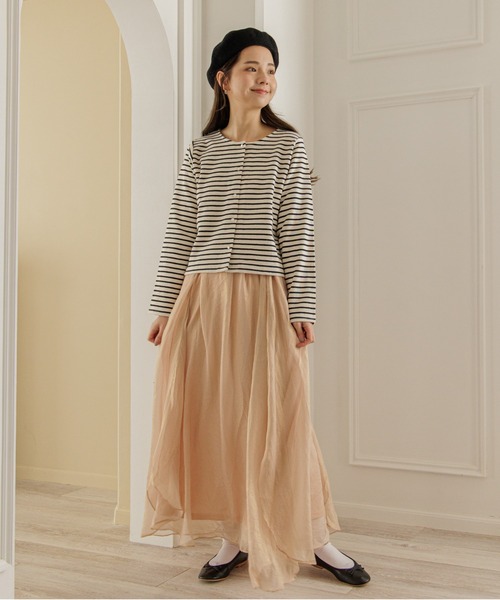 flower(フラワー)の「チアフルボーダートップ(カーディガン/ボレロ・レディース・ピンク/ホワイト・FREE)」の21枚目の写真