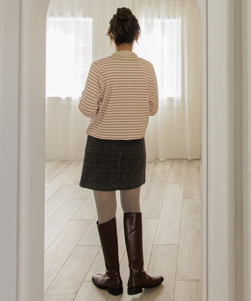 flower(フラワー)の「チアフルボーダートップ(カーディガン/ボレロ・レディース・ピンク/ホワイト・FREE)」の12枚目の写真