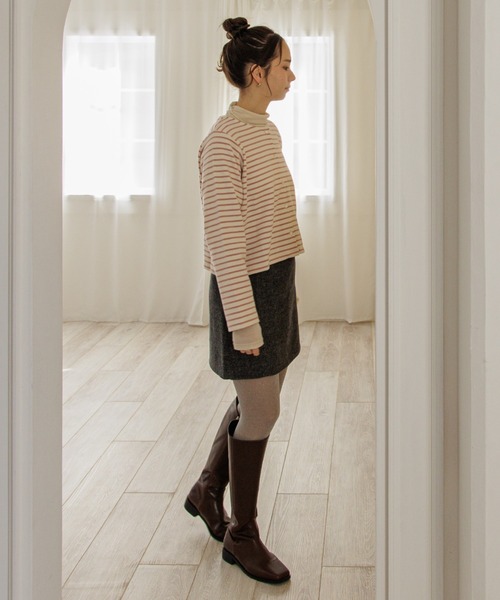 flower(フラワー)の「チアフルボーダートップ(カーディガン/ボレロ・レディース・ピンク/ホワイト・FREE)」の13枚目の写真