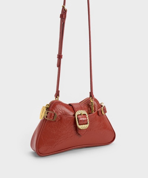 CHARLES & KEITH（チャールズ & キース）の「Eilith エーリス チェーンハンドルバックルバッグ（ショルダーバッグ・レディース・ホワイト/レンガ/ブラック・S）」の3枚目の写真