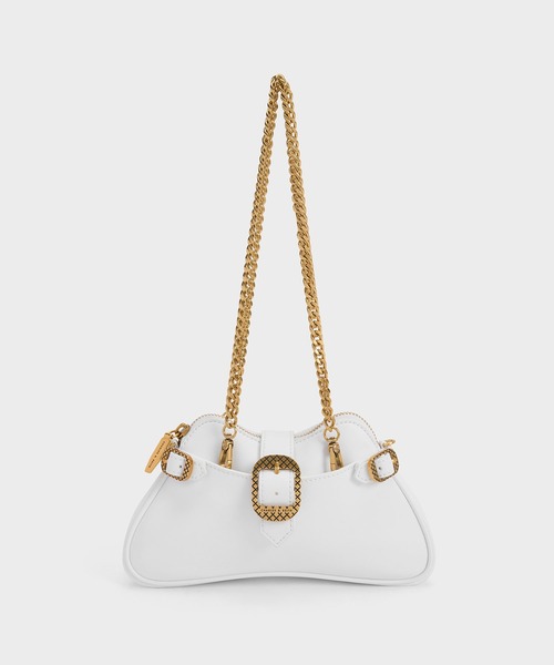 CHARLES & KEITH（チャールズ & キース）の「Eilith エーリス チェーンハンドルバックルバッグ（ショルダーバッグ・レディース・ホワイト/レンガ/ブラック・S）」の12枚目の写真