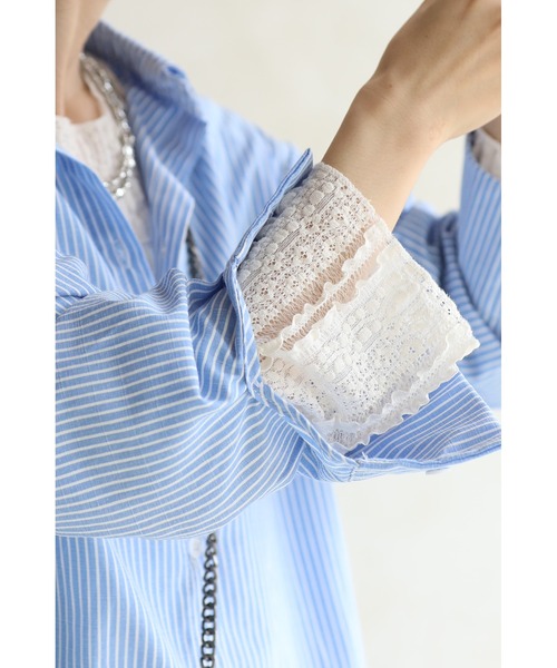 tシャツ 腕のラインは見せない 袖ゆったり レースロンT レディース 腕のラインは見せない 袖ゆったり レースロンT（Tシャツ