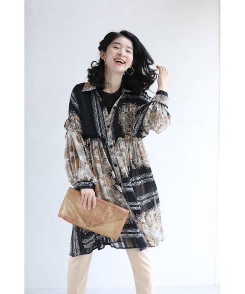 tシャツ 腕のラインは見せない 袖ゆったり レースロンT レディース 腕のラインは見せない 袖ゆったり レースロンT（Tシャツ