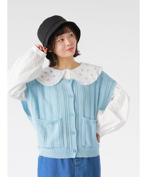 ehka sopo（エヘカソポ）の「ポケット付クルーネックベスト（ベスト・レディース・サックスブルー/ベージュ/オフホワイト・ﾌﾘ-）」の17枚目の写真