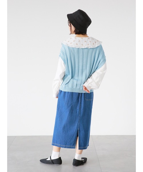 ehka sopo（エヘカソポ）の「ポケット付クルーネックベスト（ベスト・レディース・サックスブルー/ベージュ/オフホワイト・ﾌﾘ-）」の20枚目の写真