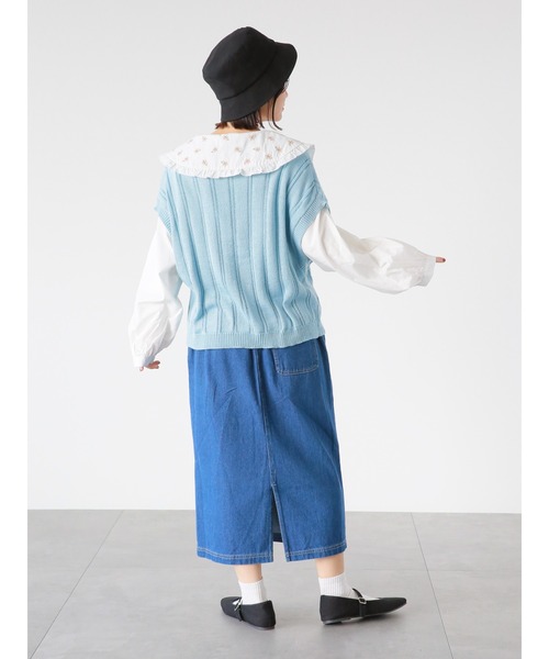 ehka sopo（エヘカソポ）の「ポケット付クルーネックベスト（ベスト・レディース・サックスブルー/ベージュ/オフホワイト・ﾌﾘ-）」の21枚目の写真