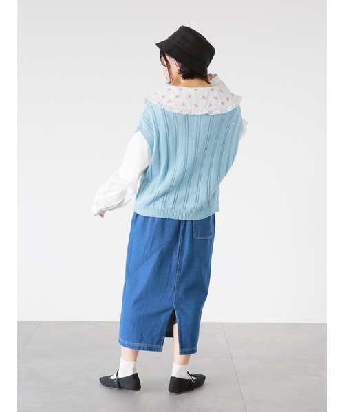 ehka sopo（エヘカソポ）の「ポケット付クルーネックベスト（ベスト・レディース・サックスブルー/ベージュ/オフホワイト・ﾌﾘ-）」の22枚目の写真