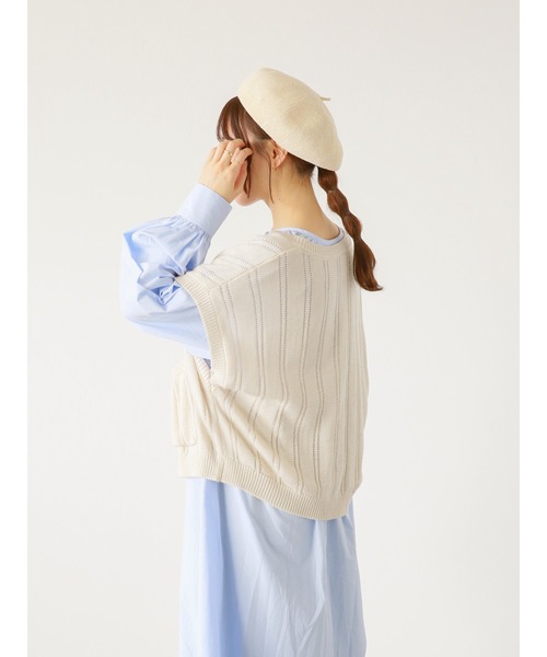ehka sopo（エヘカソポ）の「ポケット付クルーネックベスト（ベスト・レディース・サックスブルー/ベージュ/オフホワイト・ﾌﾘ-）」の5枚目の写真