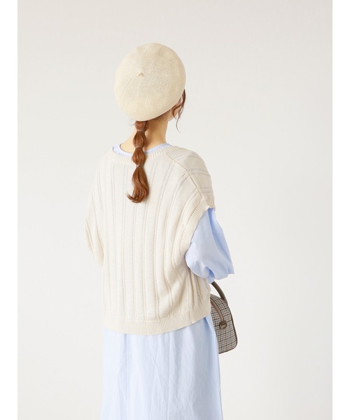 ehka sopo（エヘカソポ）の「ポケット付クルーネックベスト（ベスト・レディース・サックスブルー/ベージュ/オフホワイト・ﾌﾘ-）」の6枚目の写真