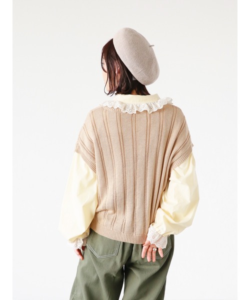 ehka sopo（エヘカソポ）の「ポケット付クルーネックベスト（ベスト・レディース・サックスブルー/ベージュ/オフホワイト・ﾌﾘ-）」の13枚目の写真
