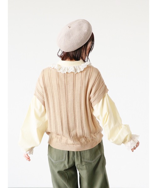ehka sopo（エヘカソポ）の「ポケット付クルーネックベスト（ベスト・レディース・サックスブルー/ベージュ/オフホワイト・ﾌﾘ-）」の14枚目の写真