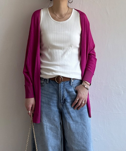 LBC(エルビーシー)の「★WEB限定★プチプラリネンカラーカーディガン(カーディガン/ボレロ・レディース・オフホワイト/ライトグレー/チャコールグレー/ブラック/ミント/ブルー/ピンク・M)」の2枚目の写真