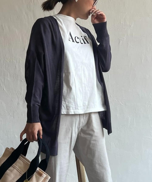 LBC(エルビーシー)の「★WEB限定★プチプラリネンカラーカーディガン(カーディガン/ボレロ・レディース・オフホワイト/ライトグレー/チャコールグレー/ブラック/ミント/ブルー/ピンク・M)」の4枚目の写真