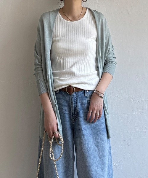 LBC(エルビーシー)の「★WEB限定★プチプラリネンカラーカーディガン(カーディガン/ボレロ・レディース・オフホワイト/ライトグレー/チャコールグレー/ブラック/ミント/ブルー/ピンク・M)」の6枚目の写真