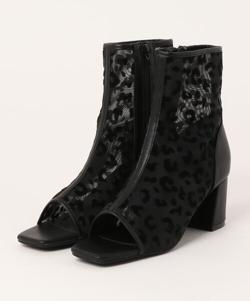 Realta（レアルタ）の「Realta(レアルタ)スクエアトゥメッシュブーツサンダル（サンダル・レディース・ブラック/レオパード/アイボリー・M/L/LL/S）」の3枚目の写真