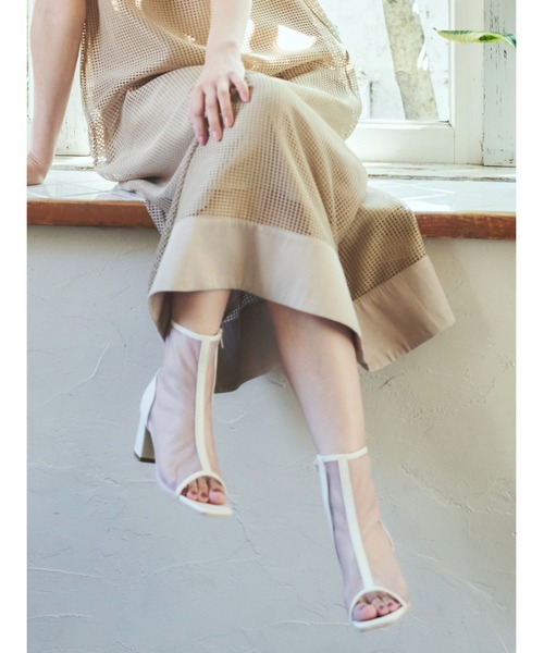 Realta（レアルタ）の「Realta(レアルタ)スクエアトゥメッシュブーツサンダル（サンダル・レディース・ブラック/レオパード/アイボリー・M/L/LL/S）」の7枚目の写真