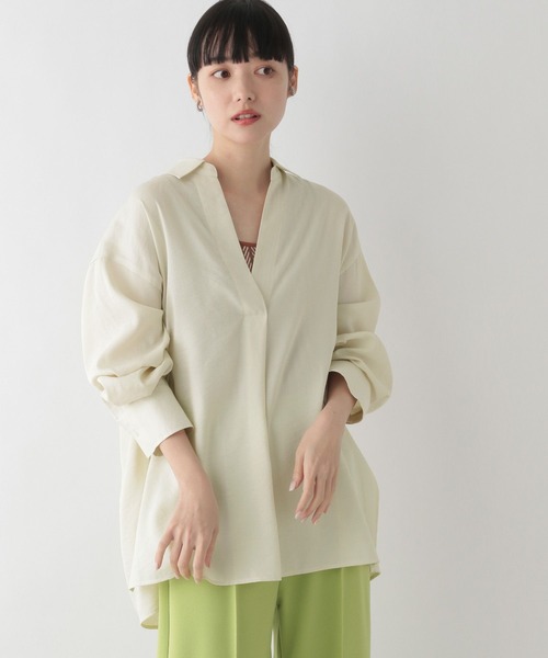 LOWRYS FARM(ローリーズファーム)の「スキッパーシャツロングスリーブ 176299(シャツ/ブラウス・レディース・ブラック/ブラウン/アイボリー・FREE)」の6枚目の写真