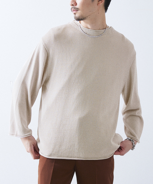 417 EDIFICE（フォーワンセブンエディフィス）の「リネンライククルーネック（ニット/セーター・メンズ・ブラックミックス/ライトグリーン/グレー・LARGE/MEDIUM）」の2枚目の写真