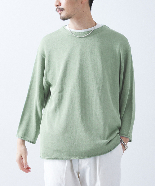 417 EDIFICE（フォーワンセブンエディフィス）の「リネンライククルーネック（ニット/セーター・メンズ・ブラックミックス/ライトグリーン/グレー・LARGE/MEDIUM）」の3枚目の写真