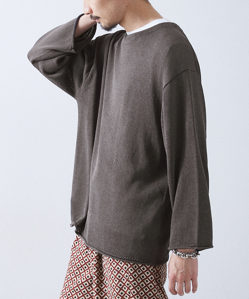 417 EDIFICE（フォーワンセブンエディフィス）の「リネンライククルーネック（ニット/セーター・メンズ・ブラックミックス/ライトグリーン/グレー・LARGE/MEDIUM）」の8枚目の写真