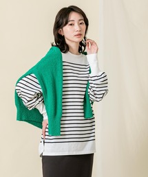 C袖口リブボーダーロンTシャツ